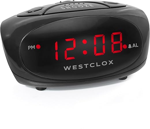 Westclox 70044A (Black) Super-Loud LED Electric Alarm Clock, Standard