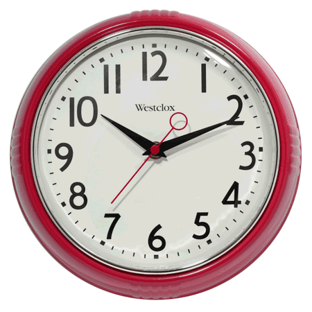 Westclox 9.5 Red Retro 1950s Convex Glass Lens Analog Quartz Accurate Wall Clock