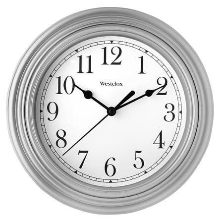 Westclox 9 inch Silver Round Simplicity Analog QA Wall Clock