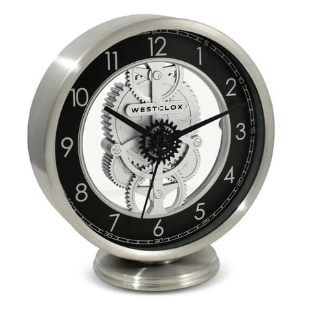 Westclox Analog 6.5 Metal Gear Quartz Accurate Table Clock with Quiet Sweep Movement