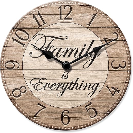 Westclox Analog Inspirational Farmhouse Style 11 Quartz Accurate MDF Wall Clock - Family is Everything