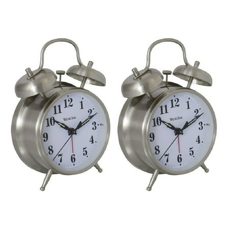 Westclox Big Ben Twin Bell Alarm Clock Quartz Analog Dial Light 70010A Silver, 2-Pack