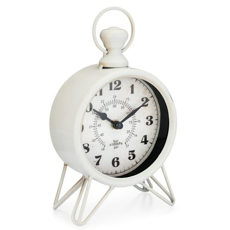 Westclox Vintage White Metal QA Analog Table Clock: Timeless Elegance