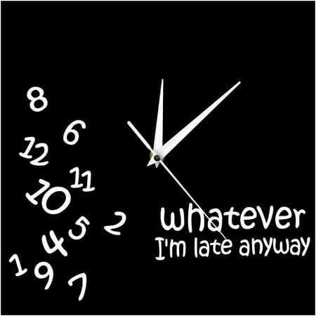 Whatever I'M Late Anyway Square Wall Clock Scrambled Numbers Funny Modern Silent Non-Ticking Wall Clock Hanging Wall Decor Watch