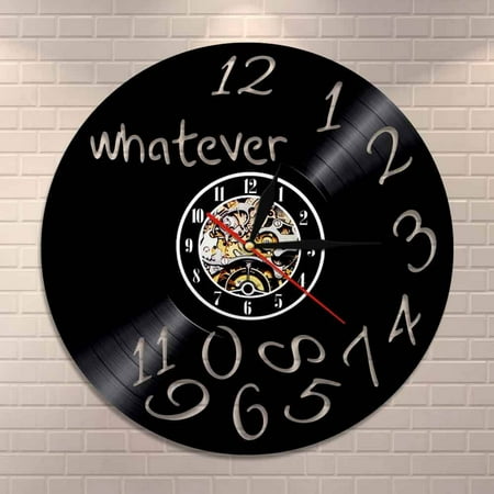 Whatever,I'm late anyway Whatever Wall Clock Vintage Vinyl Record Clock Wall Watch Housewarming Gift Home Decor Clock Timepiece