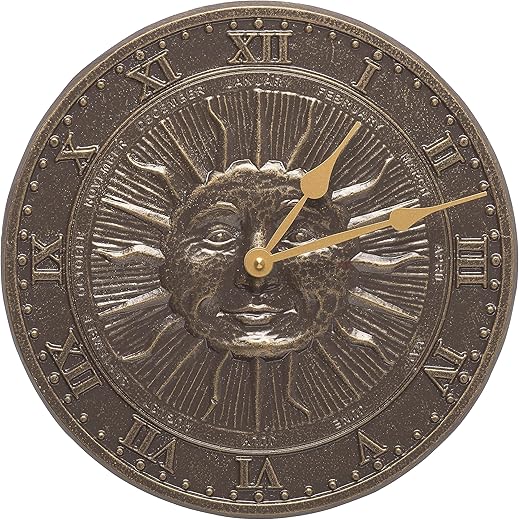 Whitehall Products Sunface Clock, French Bronze