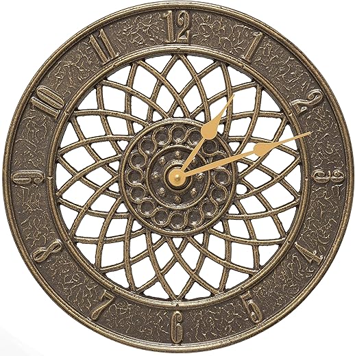 Whitehall Spiral Indoor Outdoor Wall Clock, 14, French Bronze