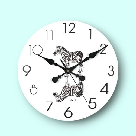 White Zebra Modern Wall Clock, UV Printed Wall Clock, Oversized Wall Clock, Silent Quartz Movement, Unique Wall Clock, Wood Wall Clock