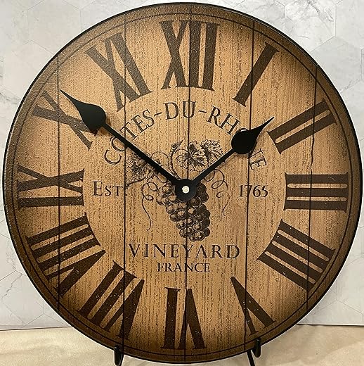 Wine Barrel Lid Wall Clock | Ultra Quiet Quartz Mechanism | Hand Made in USA Beautiful Crisp Lasting Color | Comes in 8 Sizes | 10-Inch