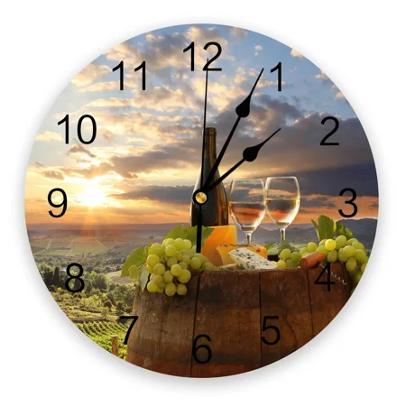 Wine Glass Wine Fruit Grapes Wall Clock Home r Bedroom Silent Oclock Watch Wall Digital Clock Wall Clock Modern Design