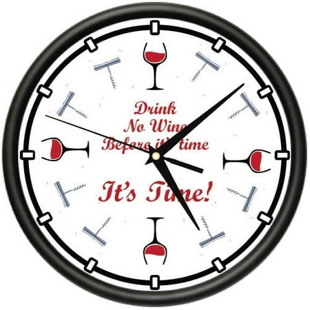 WINE TIME Wall Clock drink alcohol happy hour funny gift