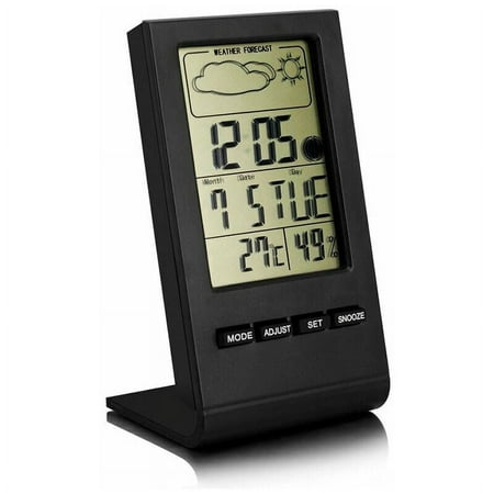 Wireless Weather Station, Thermometer Hygrometer Barometer Indoor Outdoor, Digital Clock Alarm Clock with Outdoor Sensor Display Time Date Day Phase