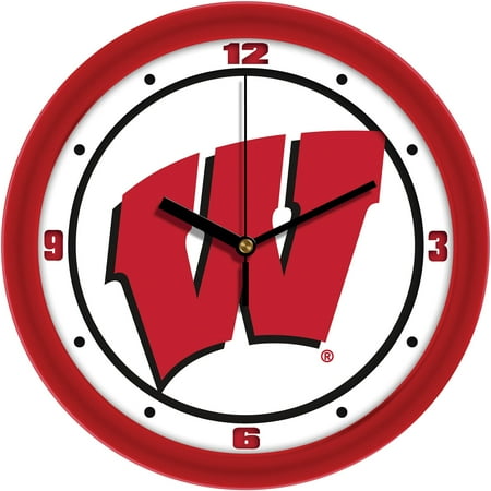 Wisconsin Badgers 11.5'' Suntime Premium Glass Face Traditional Logo Wall Clock