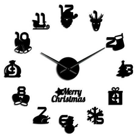 Wiueurtly Decor Sticker Mute Wall Frameless Clock DIY Christmas Clock Christmas Inflatable Outdoor Decoration