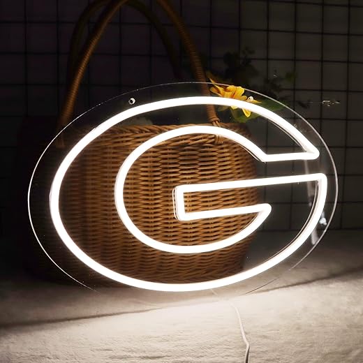 WonderfulLife Packers Neon Sign for Home Bar Pub Party Decor,Football Team Logo Led Neon Lights for Man Cave,Easy Hanging on the Office Wall or Game Room.