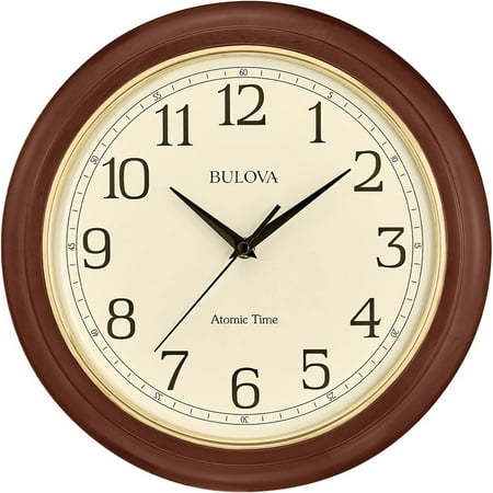 Wooden Atomic Analog Wall Clock, C5004 Atomic Time 2, Sets Automatically, Quartz Battery