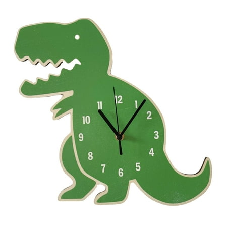 Wooden Cartoon Dinosaur Wall Clock Decoration Children Rooms Clock Kid Gift