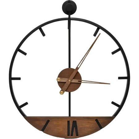 Wooden Wall Clock, Handcrafted Dial Large Decor Piece with Metal Frame, Contemporary Silent Non-Ticking Design, Ideal for Living Room, Kitchen, Bedroom, Study Decor, Perfect Home Gift Idea