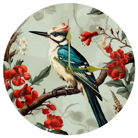 Woodpecker Modern Acrylic Circular Wall Clock - Sleek Timepiece for Stylish Décor