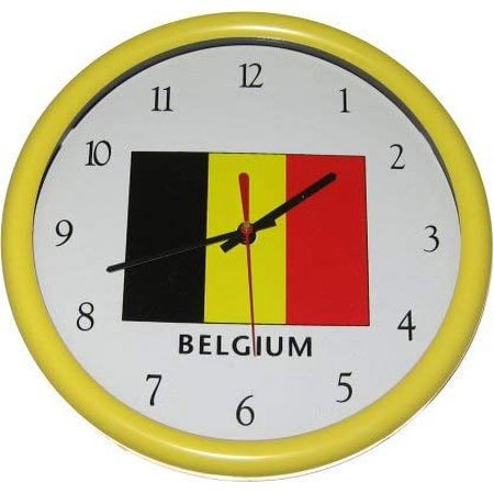 World Flags Direct Two Flag of Belgium Clocks - Lot of 2 Belgian Theme Wall Clocks and Timepieces (White Frame)