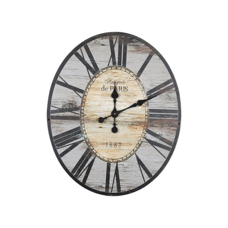 Woven Paths 29 Oval Distressed Grey Wood Wall Clock