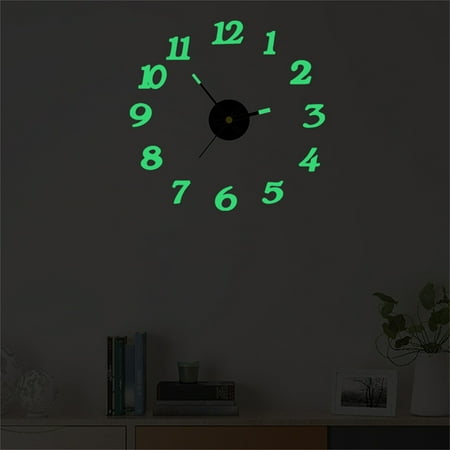 Wovilon Diy Luminous Stereo Digital Wall Clock Creative Wall Sticker Clock Living Room Decoration Clock