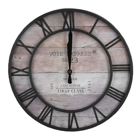 Wrought Iron Vintage Wall Clock Silent Non Ticking Hanging Clock for Living Room Bedroom