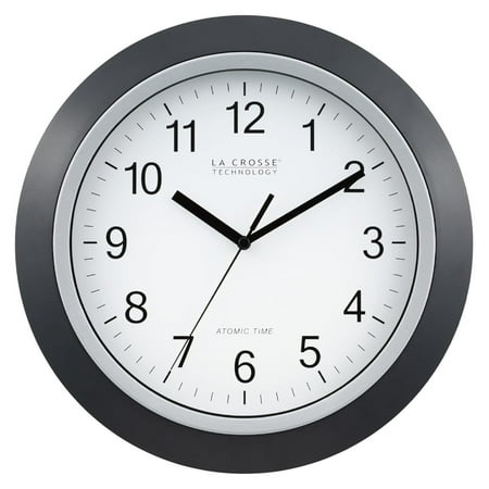 WT-3129B 12 Inch Atomic Analog Wall Clock, Pack of 1, Black