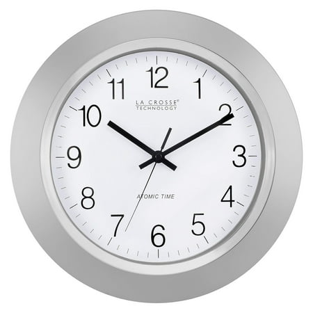 WT-3144S 14 Inch Atomic Analog Silver Wall Clock