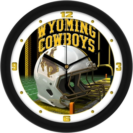 Wyoming Cowboys 11.5'' Suntime Premium Glass Face Football Helmet Wall Clock