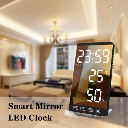 Xeyise Mini Large Screen Smart Touch Temperature/Humidity Monitor Detector Alarm Clock