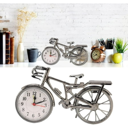 XIOP Desk Clock, Vintage Bike Table Clock on Stand, Metal Desk Clock Cute Decorative Mantel Clock, Battery Operated and Easy to Read, Retro Metal Antique Bicycle for Your Home Decor-0906