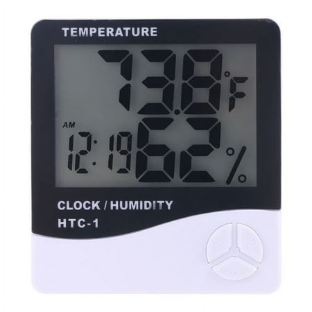 XISAOK Mini Digital LCD Temperature Humidity Meter Clock Indoor Hygrometer Thermometer