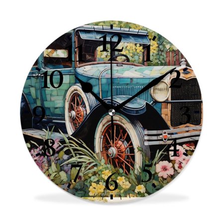 XNSJVGB Silent Non Ticking 16 inch Round Wall Clocks,New York Statue of Liberty Butterfly Flower Vintage Stylish pattern lovely,Winter Birds Drawing,Decorative Clocks for Living Room Kitchen Bedroom