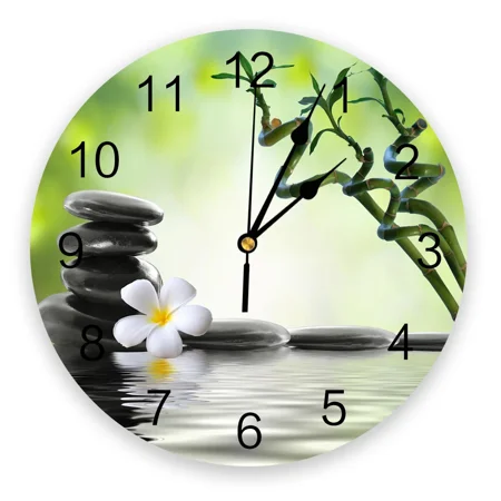 Orchid Sts Bamboo Zen Modern Design Clocks Wall Watch Wall Hanging Art Creative Home Living Room r