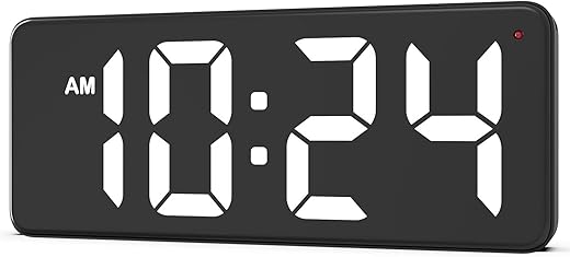 XUANZIT LED Digital Wall Clock with Large Display, Anti-Reflective Surface, Auto-Dimming, 12/24Hr Format, Small Silent Wall Clock for Living Room, Bedroom, Farmhouse, Kitchen, Office