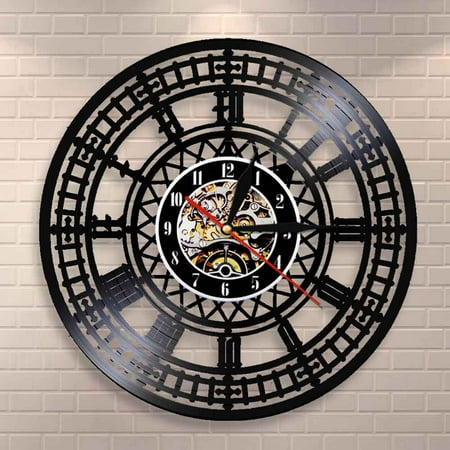 YanGxx Big Ben Clock Tower Travel Landmark Wall Art Clock London Big Ben Vinyl Record Wall Clock England Travel Souvenir Clock Gift