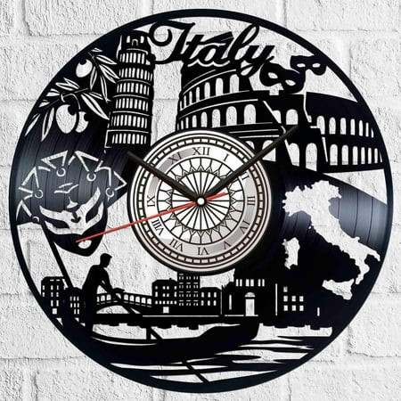 YanGxx Italy Vinyl Record Wall Clock Retro style Wall clock Silent Home Decor Unique Art Special Home Accessories Creative Personality Gift