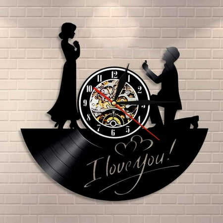 YanGxx Marry Me Wall Clock Romantic Love Wedding Decor Marriage Love Story Valentine's Day Vintage LP Vinyl Record Clock Gift For Her