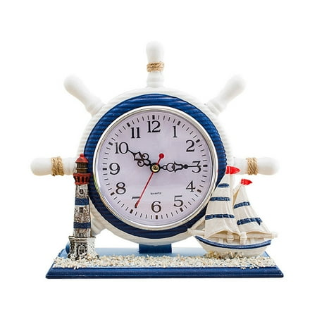 Yongwei Mediterranean Sailboat Desk Clock - Silent, Decorative, Nautical for Home/Office