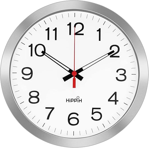 Yoobure 12 Silent Quartz Decorative Wall Clock Non-Ticking Digital Plastic Battery Operated Round Easy to Read Home/Office/School Black Clock