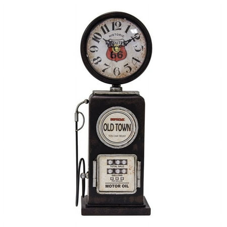 Yosemite Home Decor Old Town Transitional Metal Table Top Clock in Black