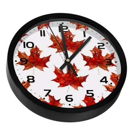 YOYOAMOY Red Maple Leaves Printed Precision Clock 9.8 Inches Silent Wall Clock Easy to Install Read