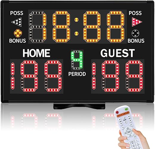 YZ Battery Powered Electronic Basketball Scoreboard with Timer, Portable Tabletop Digital Scoreboard with Remote, Score Clock Score Keeper for Games Baseball/Football/Volleyball Indoor Outdoor