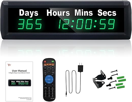 YZ Digital 999 Days Countdown Timer, Count Up/Count Down Clock with Remote, 12/24 Hour Real Time, Event Countdown Clock Large Display, Countdown Calendar for Retirement/Pregnancy/Birthday/Christmas