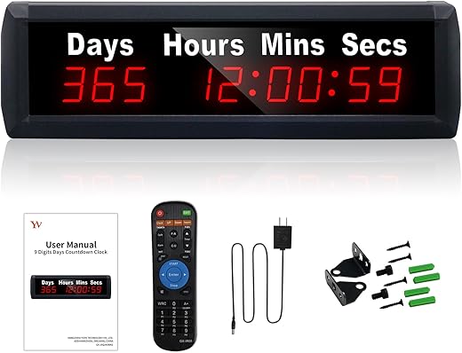 YZ Digital 999 Days Countdown Timer, Count Up/Count Down Clock with Remote, 12/24 Hour Real Time, Event Countdown Clock Large Display, Countdown Calendar for Retirement/Pregnancy/Birthday/Christmas