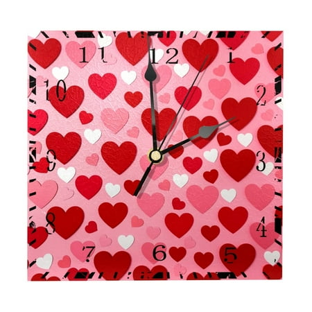 YZUOUZY Bathroom Wall Decor,Large Wall Clock,Wood Square Classroom Decorations,Abstract Red Romantic