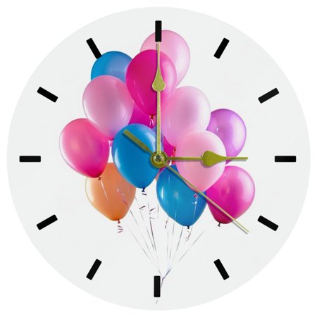 YZUOUZY Wall Decor,Clock,Acrylic Wall Clocks Battery Operated,Air Balloons Pink Red Blue Purple