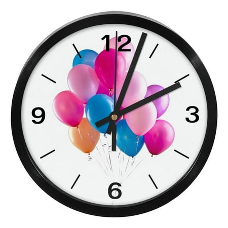 YZUOUZY Wall Decor for Bedroom,Clock,PP Plastic Wall Clocks Battery Operated,Air Balloons Pink Red Blue Purple