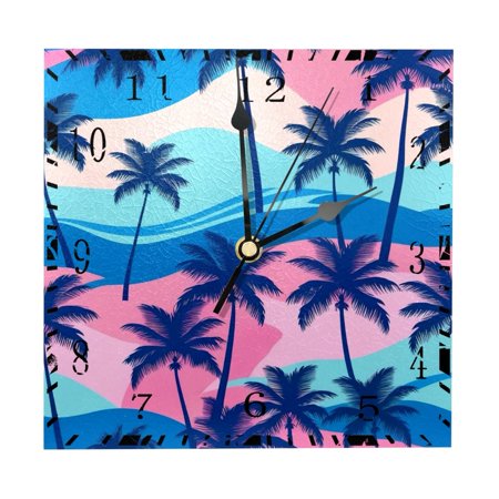 YZUOUZY Wall Decor for Bedroom,Outdoor Clock,Wood Square Clocks for Living Room,Pineapples Tropical Fruits